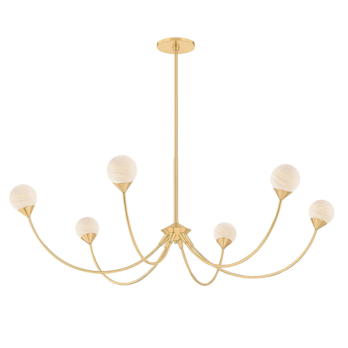 Isabella 6 Light Chandelier 48", Aged Brass with Art Glass
