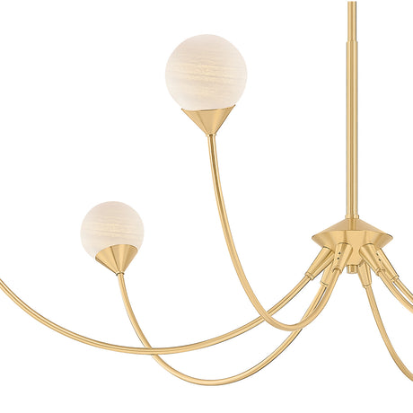 Isabella 6 Light Chandelier 48", Aged Brass with Art Glass