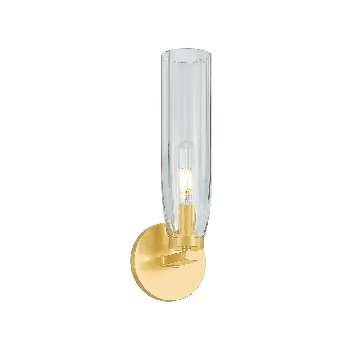 Ernest Wall Sconce 14", Aged Brass and Smoke Glass