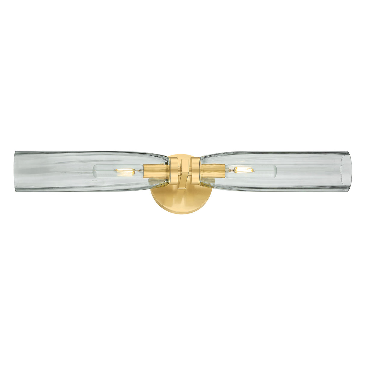 Ernest 2 Light Wall Sconce 24", Aged Brass and Smoke Glass