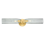 Ernest 2 Light Wall Sconce 24", Aged Brass and Smoke Glass