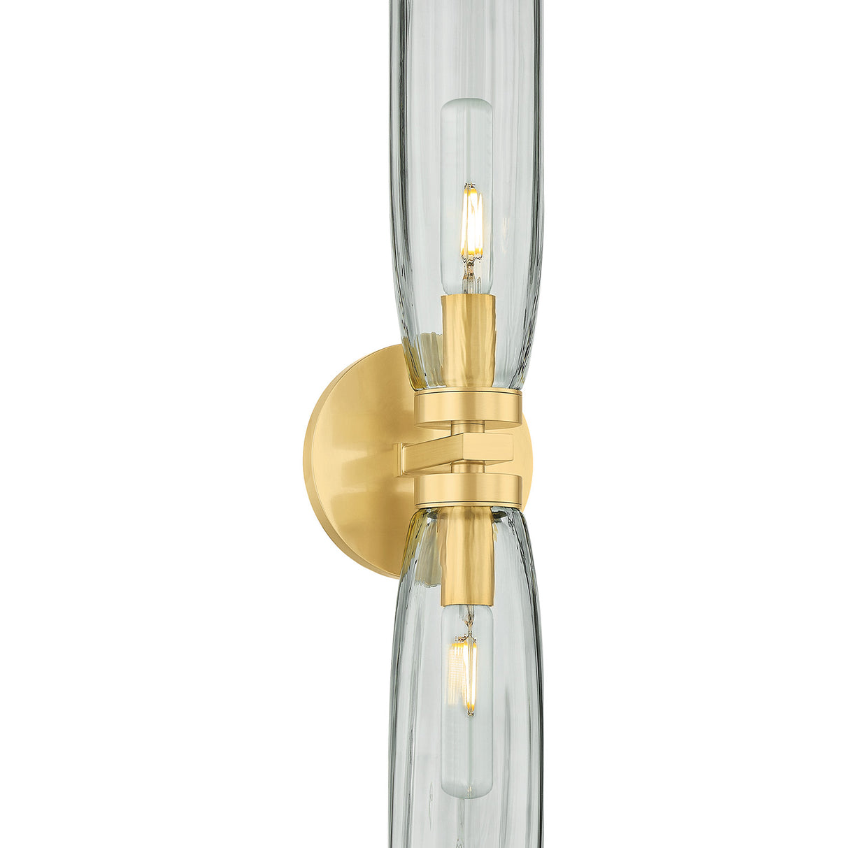 Ernest 2 Light Wall Sconce 24", Aged Brass and Smoke Glass