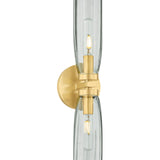 Ernest 2 Light Wall Sconce 24", Aged Brass and Smoke Glass