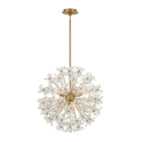 Eliana Large Pendant 24", Aged Brass with Faceted Crystals