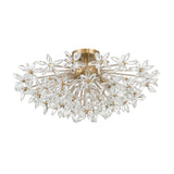 Eliana Semi-Flush 25", Aged Brass with Faceted Crystals