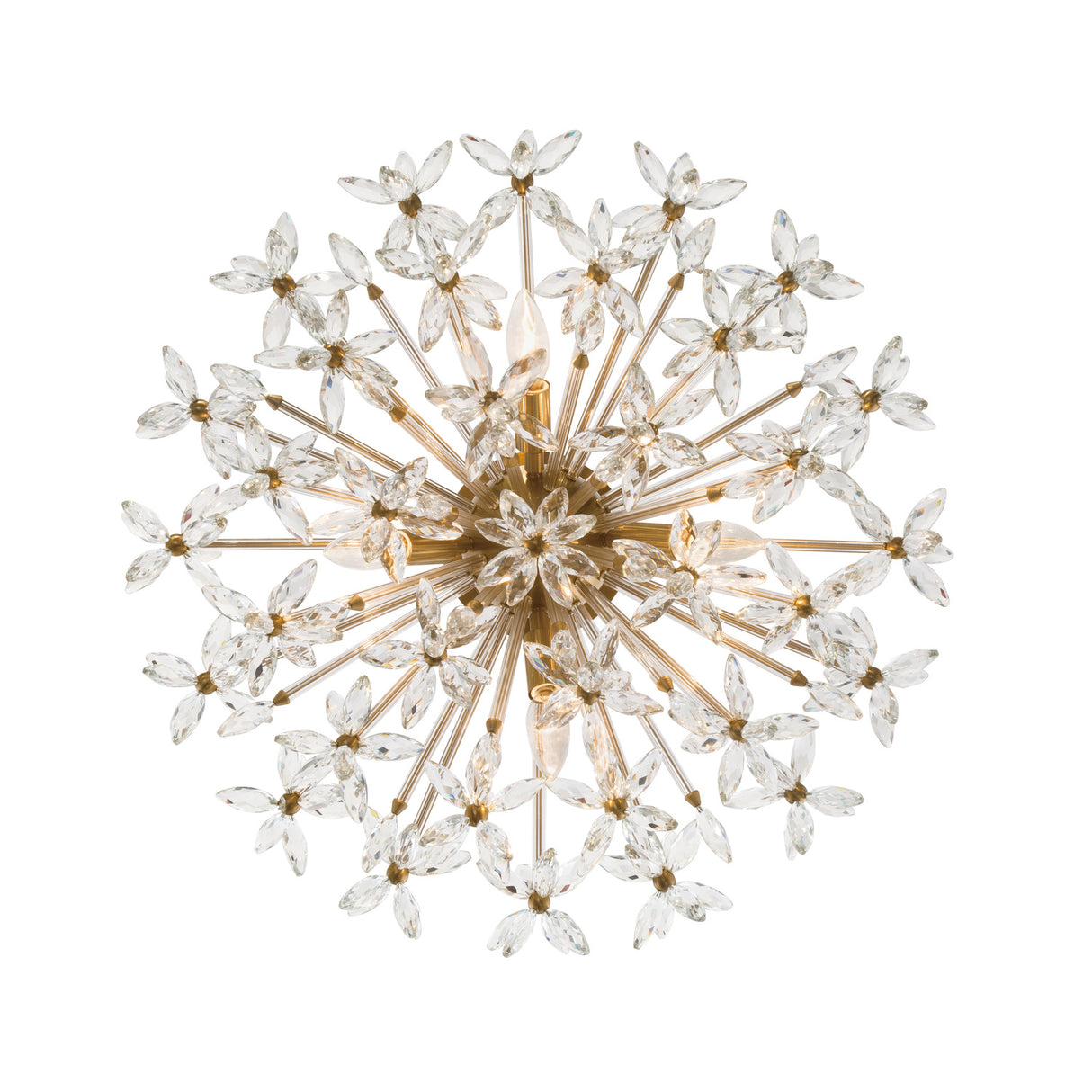 Eliana Semi-Flush 25", Aged Brass with Faceted Crystals