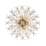 Eliana Semi-Flush 25", Aged Brass with Faceted Crystals