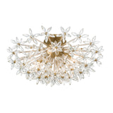 Eliana Semi-Flush 25", Aged Brass with Faceted Crystals