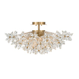 Eliana Semi-Flush 25", Aged Brass with Faceted Crystals