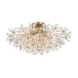 Eliana Semi-Flush 25", Aged Brass with Faceted Crystals