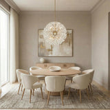 Eliana Extra Large Pendant 34", Aged Brass and Faceted Crystals