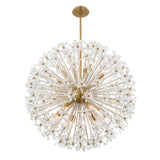 Eliana Extra Large Pendant 34", Aged Brass and Faceted Crystals