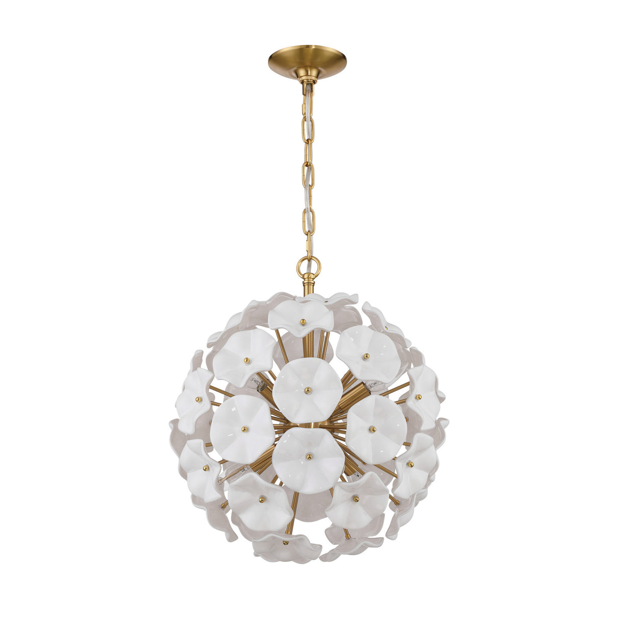 Layla Medium Pendant 18", White Glass