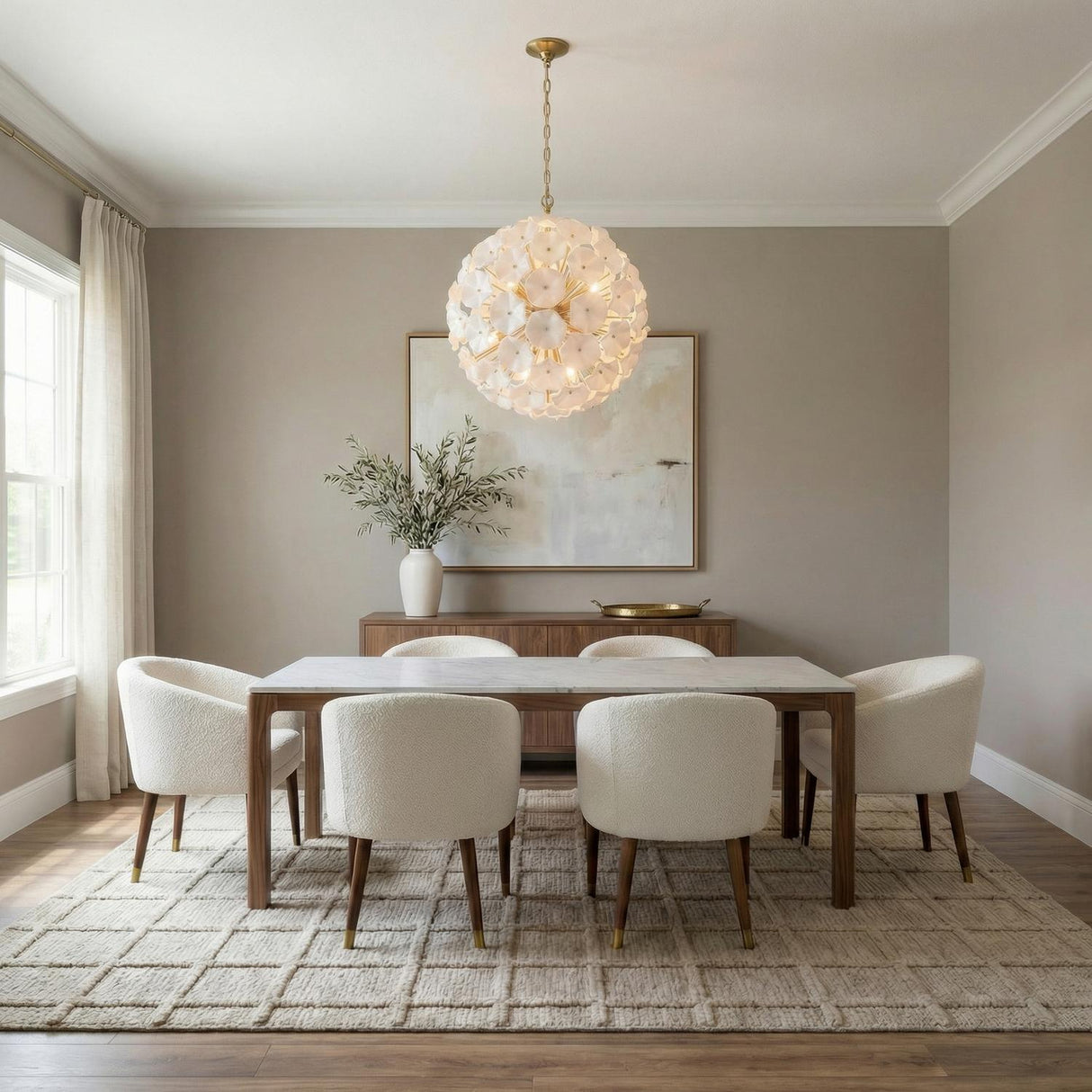 Layla Extra Large Pendant 28", White Glass