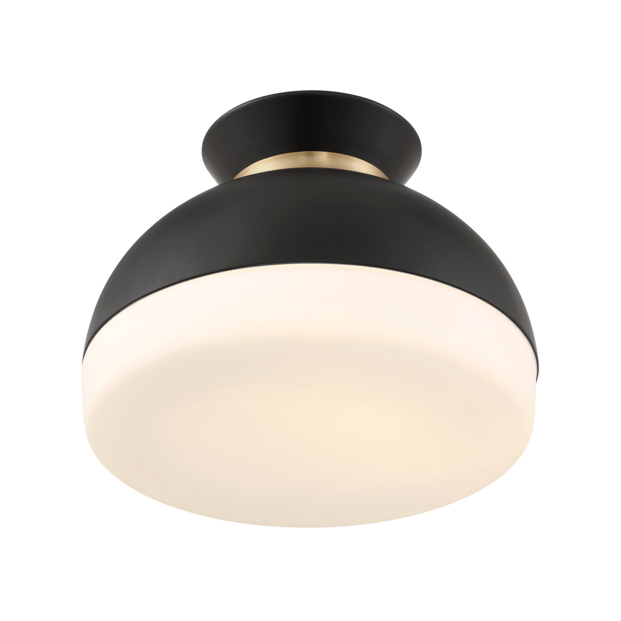 Elody Medium Flush Mount 15", Matte Black and Brass