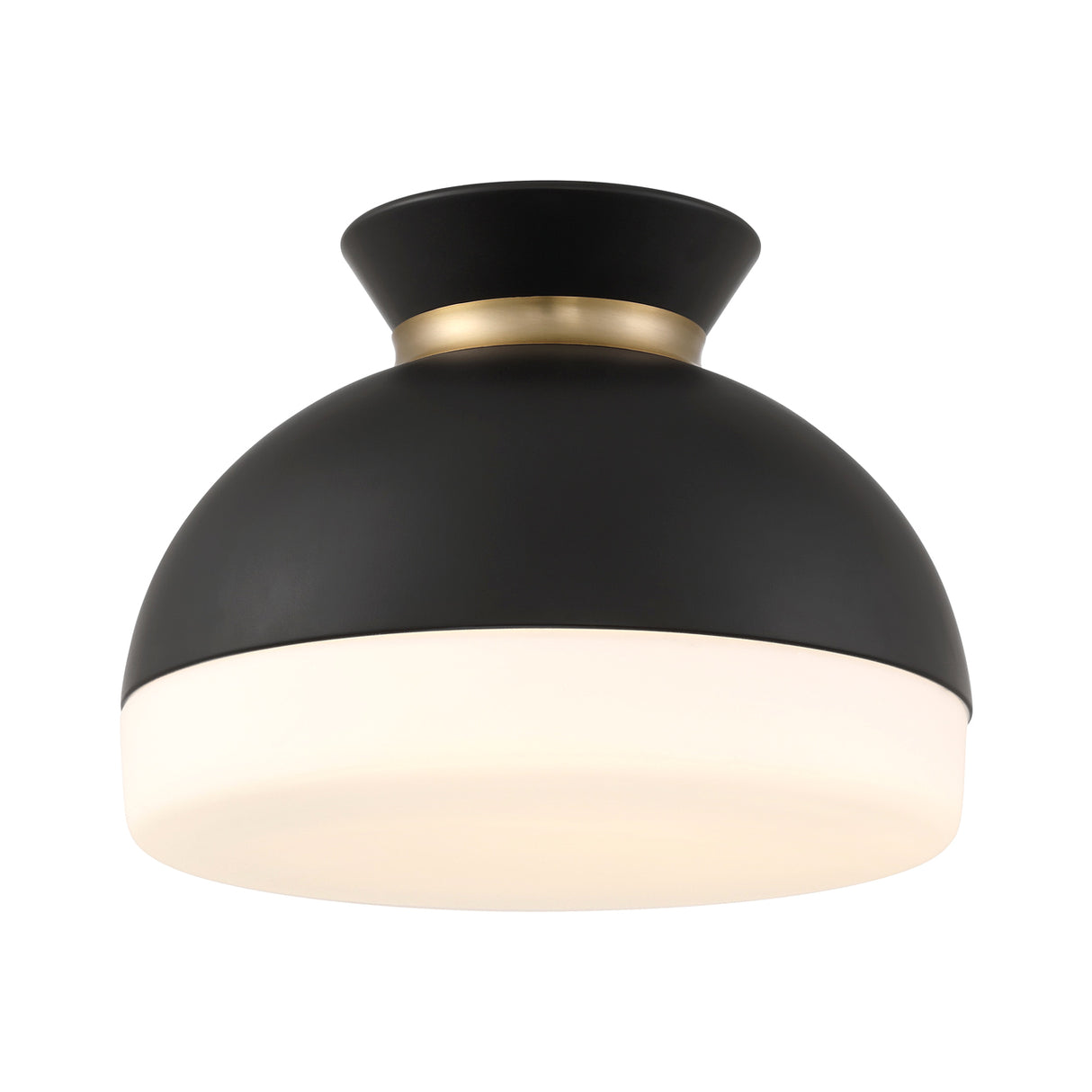Elody Medium Flush Mount 15", Matte Black and Brass