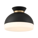 Elody Medium Flush Mount 15", Matte Black and Brass