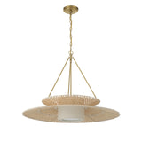 Gemma Pendant 29", Soft Brass and Natural Beads