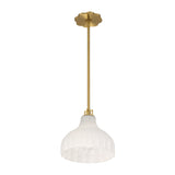 Claire Small Pendant 10", Brass and Strie Glass