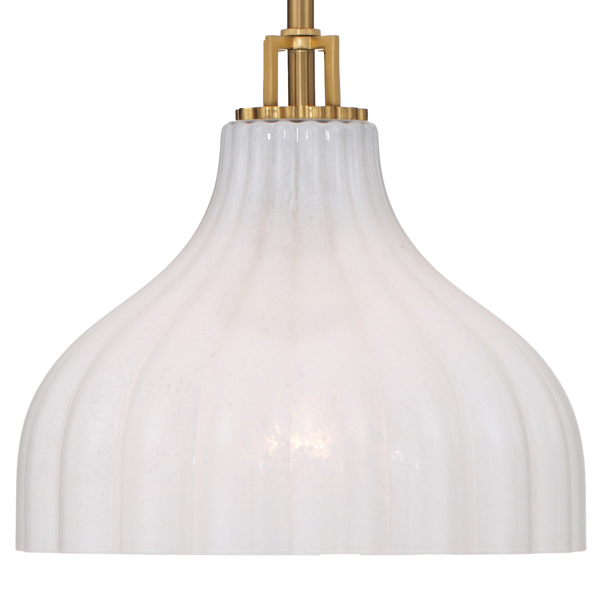 Claire Small Pendant 10", Brass and Strie Glass