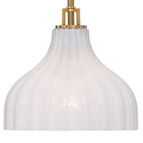 Claire Small Pendant 10", Brass and Strie Glass