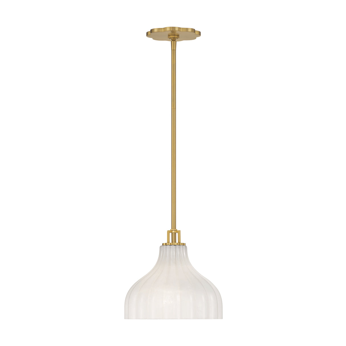 Claire Small Pendant 10", Brass and Strie Glass