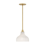 Claire Small Pendant 10", Brass and Strie Glass