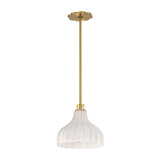 Claire Small Pendant 10", Brass and Strie Glass