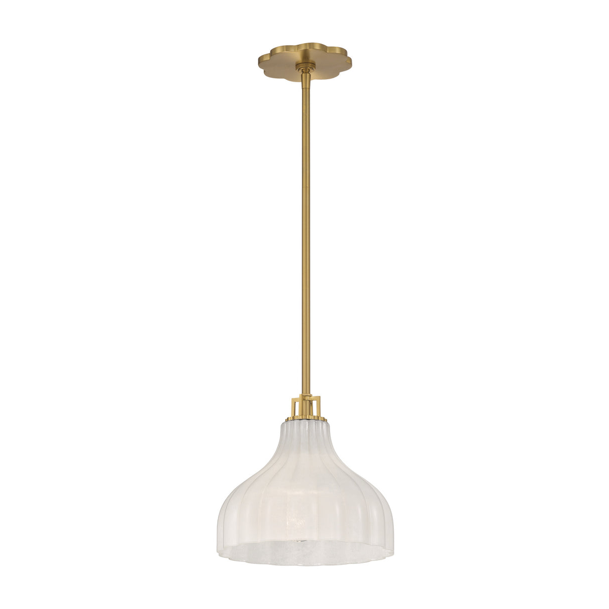 Claire Small Pendant 10", Brass and Strie Glass