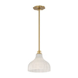 Claire Small Pendant 10", Brass and Strie Glass