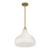 Claire Medium Pendant 15", Brass and Strie Glass