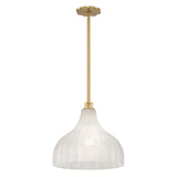 Claire Medium Pendant 15", Brass and Strie Glass