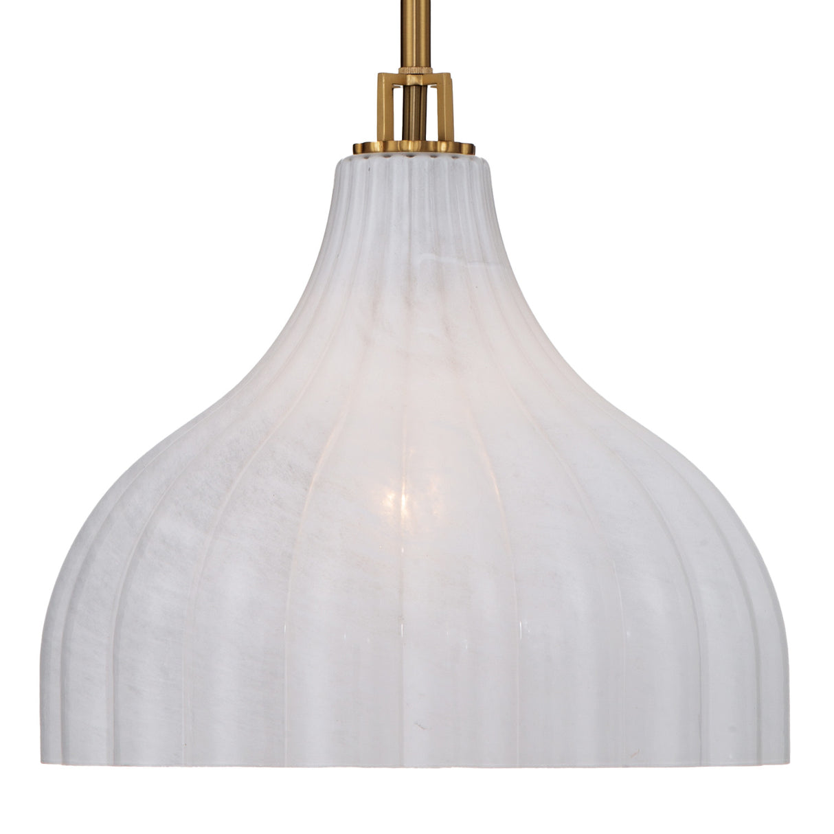 Claire Medium Pendant 15", Brass and Strie Glass