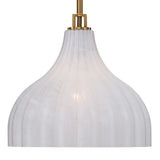 Claire Medium Pendant 15", Brass and Strie Glass