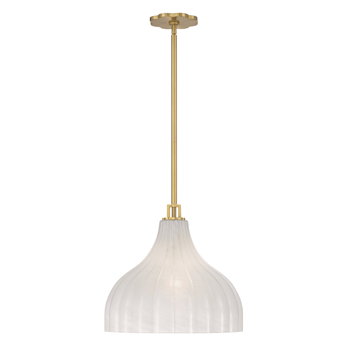 Claire Medium Pendant 15", Brass and Strie Glass