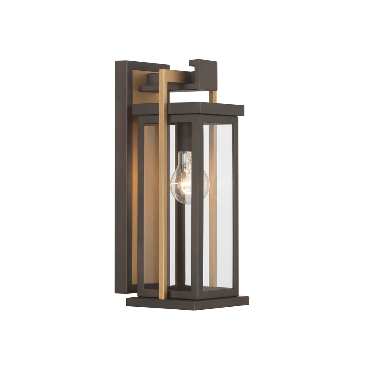Quinlan Outdoor Wall Light, Small 15", Bronze and Textured Gold