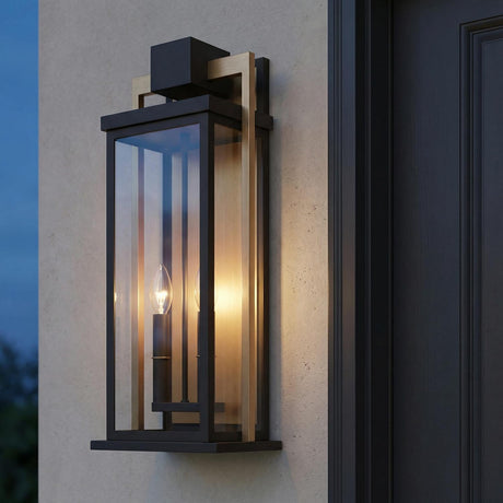 Quinlan Outdoor Wall Light, Large 24", Bronze and Textured Gold