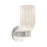Elise Wall Sconce 11", Polished Nickel and Ribbed Strie Glass