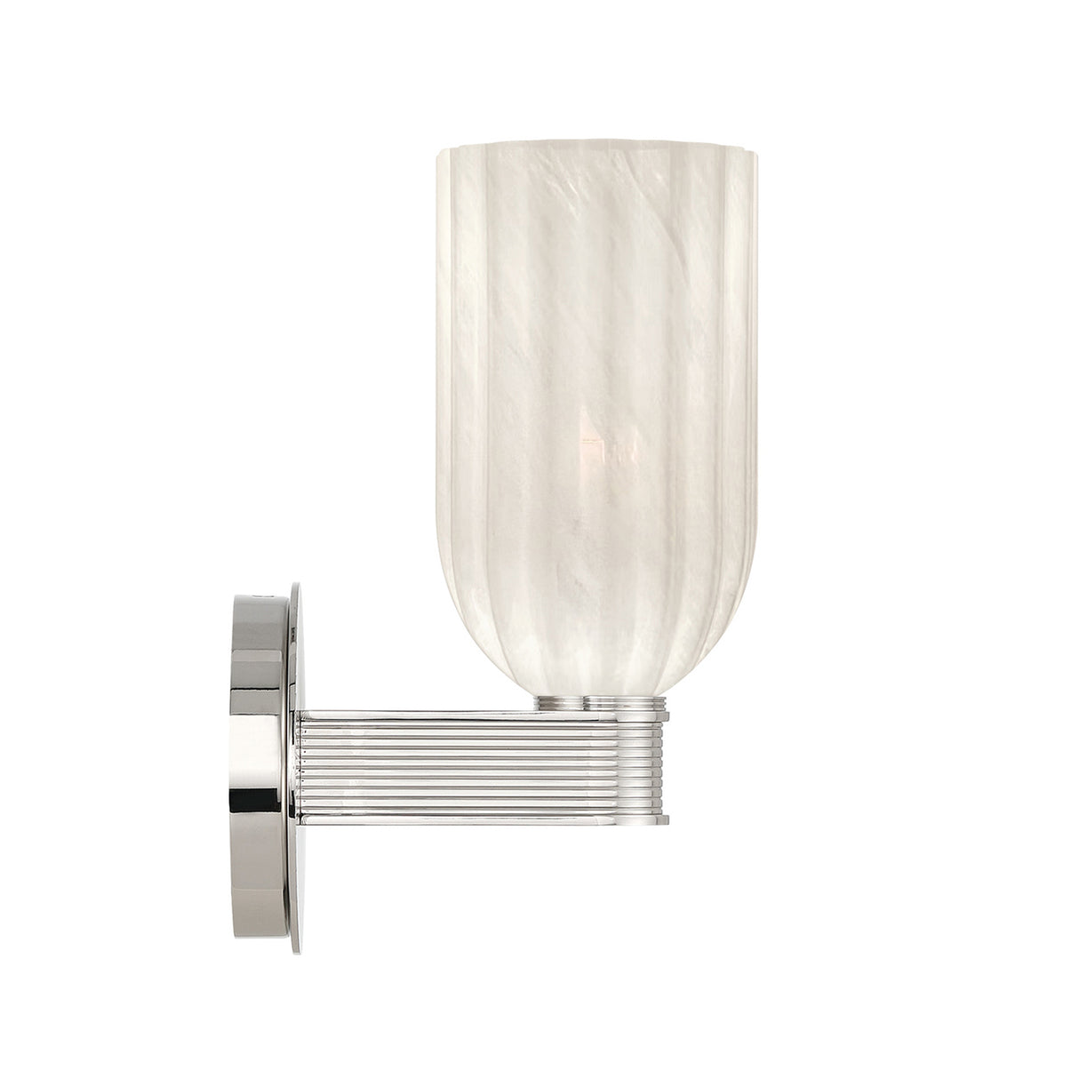 Elise Wall Sconce 11", Polished Nickel and Ribbed Strie Glass