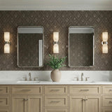 Elise 2 Light Vanity, Polished Nickel and Ribbed Strie Glass