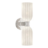 Elise 2 Light Vanity, Polished Nickel and Ribbed Strie Glass
