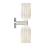 Elise 2 Light Vanity, Polished Nickel and Ribbed Strie Glass