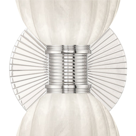 Elise 2 Light Vanity, Polished Nickel and Ribbed Strie Glass