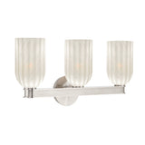 Elise 3 Light Vanity, Polished Nickel and Ribbed Strie Glass