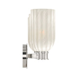 Elise 3 Light Vanity, Polished Nickel and Ribbed Strie Glass