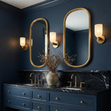 Elise Wall Sconce 11", Brass and Ribbed Strie Glass