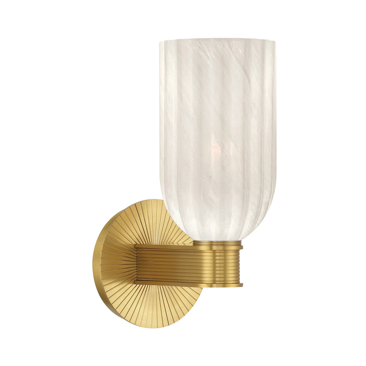 Elise Wall Sconce 11", Brass and Ribbed Strie Glass