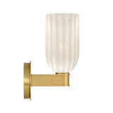 Elise Wall Sconce 11", Brass and Ribbed Strie Glass