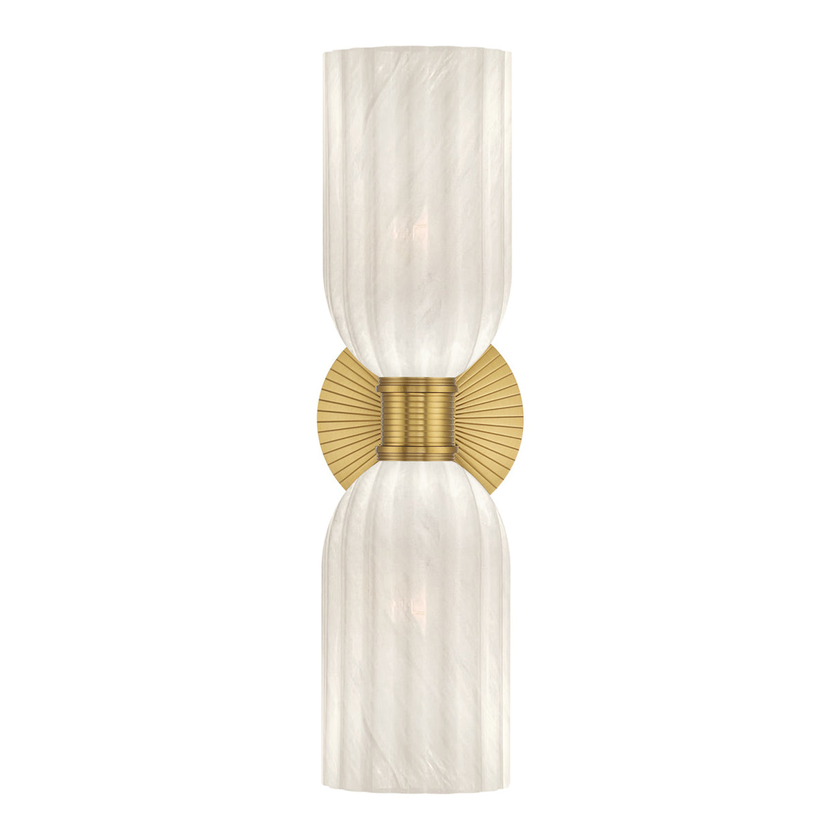 Elise 2 Light Vanity, Brass and Ribbed Strie Glass