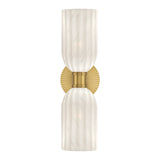 Elise 2 Light Vanity, Brass and Ribbed Strie Glass